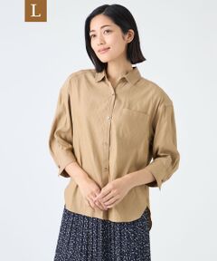 TRANS WORK (大きいサイズ) / トランスワーク (オオキイサイズ) その他トップス | 【L】【ウォッシャブル】割繊シャンブレーブラウス