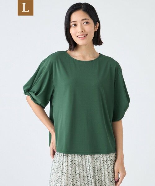 TRANS WORK (大きいサイズ)/トランスワーク (オオキイサイズ) 【L】【ウォッシャブル・接触冷感・UV・防シワ】強撚スムースカットソー グリーン4 44 TRANS WORK (大きいサイズ)/トランスワーク (オオキイサイズ) 【L】【ウォッシャブル・接触冷感・UV・防シワ】強撚スムースカットソー グリーン4 44