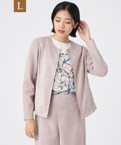 TRANS WORK (大きいサイズ) / トランスワーク (オオキイサイズ) テーラードジャケット | 【L】【ウォッシャブル】ストレッチスエードコンビジャケット