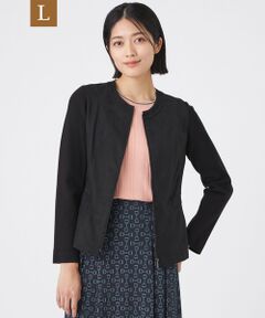 TRANS WORK (大きいサイズ) / トランスワーク (オオキイサイズ) テーラードジャケット | 【L】【ウォッシャブル】ストレッチスエードコンビジャケット