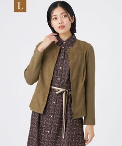 TRANS WORK (大きいサイズ) / トランスワーク (オオキイサイズ) テーラードジャケット | 【L】【ウォッシャブル】ストレッチスエードコンビジャケット