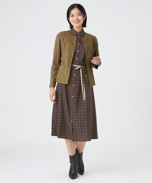 TRANS WORK (大きいサイズ) / トランスワーク (オオキイサイズ) ロング・マキシ丈ワンピース | 【L】【ウォッシャブル】ビットプリントデシンワンピース | 詳細3