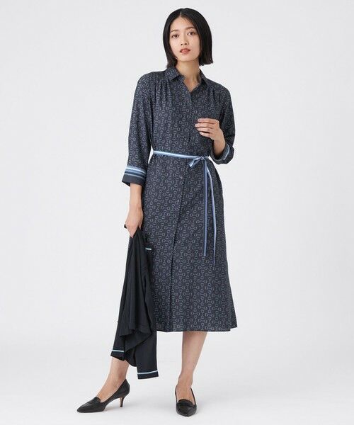 TRANS WORK (大きいサイズ) / トランスワーク (オオキイサイズ) ロング・マキシ丈ワンピース | 【L】【ウォッシャブル】ビットプリントデシンワンピース | 詳細1