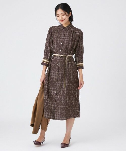 TRANS WORK (大きいサイズ) / トランスワーク (オオキイサイズ) ロング・マキシ丈ワンピース | 【L】【ウォッシャブル】ビットプリントデシンワンピース | 詳細2