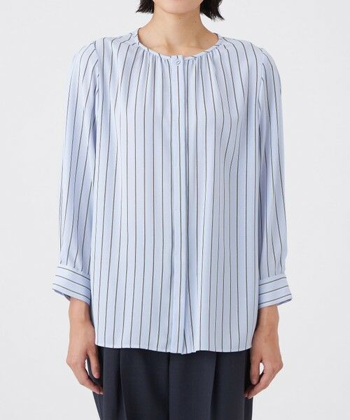 TRANS WORK (大きいサイズ) / トランスワーク (オオキイサイズ) その他トップス | 【L】【ウォッシャブル】バックサテンストライプブラウス | 詳細3
