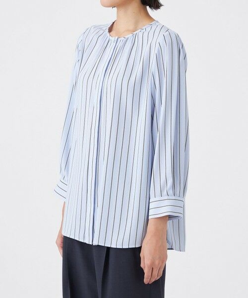 TRANS WORK (大きいサイズ) / トランスワーク (オオキイサイズ) その他トップス | 【L】【ウォッシャブル】バックサテンストライプブラウス | 詳細4