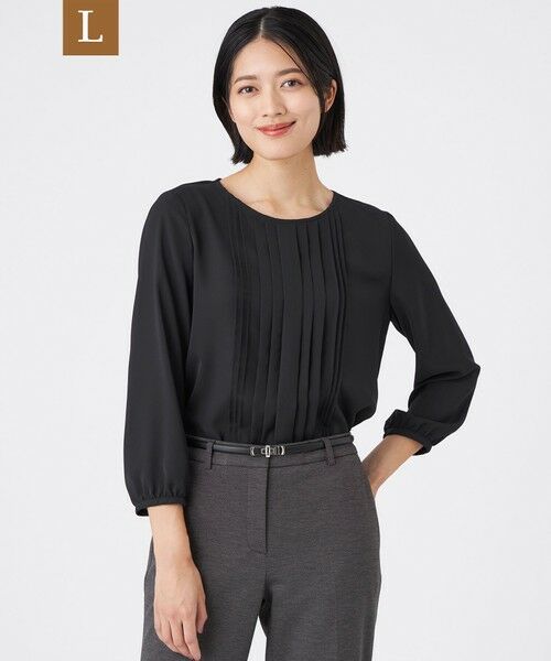 TRANS WORK (大きいサイズ)/トランスワーク (オオキイサイズ) 【L】【ウォッシャブル】オフショアベネブラウス ブラック 44 TRANS WORK (大きいサイズ)/トランスワーク (オオキイサイズ) 【L】【ウォッシャブル】オフショアベネブラウス ブラック 44