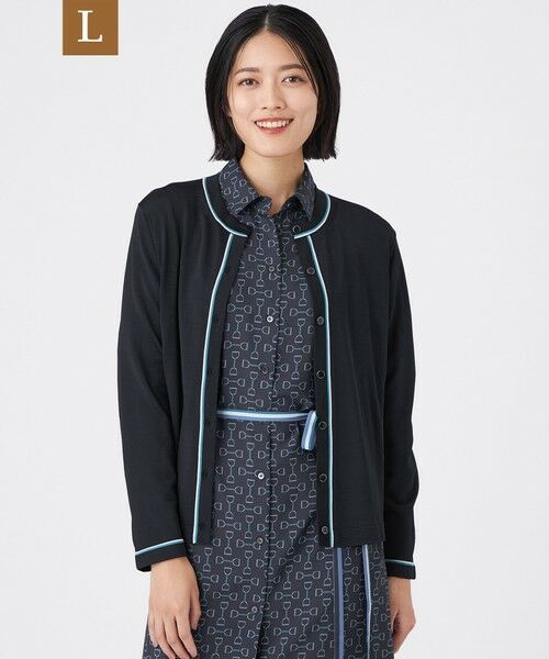 TRANS WORK (大きいサイズ)/トランスワーク (オオキイサイズ) 【L】【ウォッシャブル】バイカラーニット ネイビー 46 TRANS WORK (大きいサイズ)/トランスワーク (オオキイサイズ) 【L】【ウォッシャブル】バイカラーニット ネイビー 46