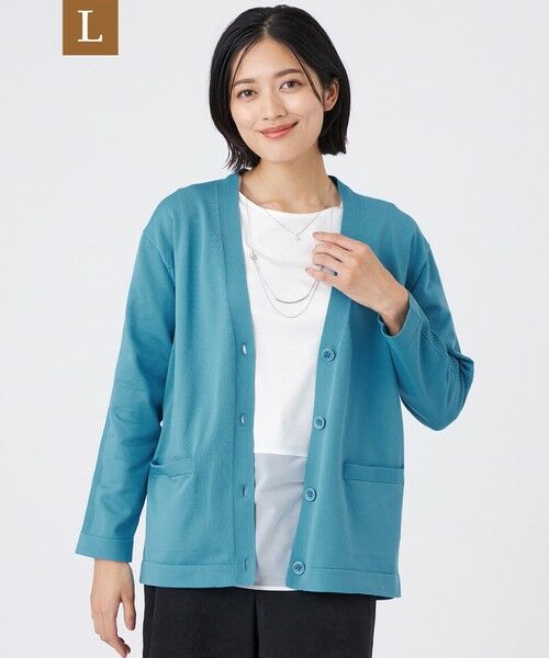 TRANS WORK (大きいサイズ)/トランスワーク (オオキイサイズ) 【L】【ウォッシャブル】TEXBRIDカーディガン ブルー4 44 TRANS WORK (大きいサイズ)/トランスワーク (オオキイサイズ) 【L】【ウォッシャブル】TEXBRIDカーディガン ブルー4 44