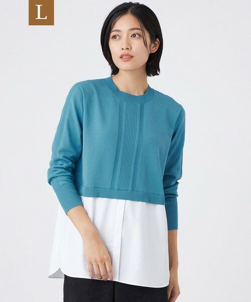 TRANS WORK (大きいサイズ)/トランスワーク (オオキイサイズ) 【L】【ウォッシャブル】TEXBRIDプルオーバー ブルー4 44 TRANS WORK (大きいサイズ)/トランスワーク (オオキイサイズ) 【L】【ウォッシャブル】TEXBRIDプルオーバー ブルー4 44