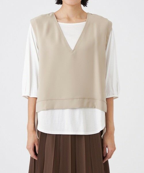 TRANS WORK (大きいサイズ) / トランスワーク (オオキイサイズ) その他トップス | 【L】【ウォッシャブル】ドライダブルクロス×スムースコンビカットソー | 詳細3