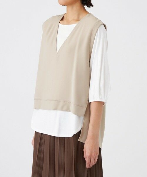 TRANS WORK (大きいサイズ) / トランスワーク (オオキイサイズ) その他トップス | 【L】【ウォッシャブル】ドライダブルクロス×スムースコンビカットソー | 詳細4