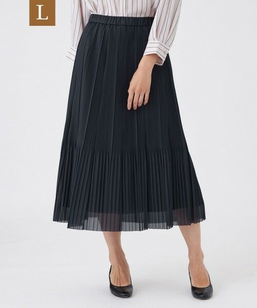 TRANS WORK (大きいサイズ)/トランスワーク (オオキイサイズ) 【L】【ウォッシャブル】シアートリコットスカート ネイビー 46 TRANS WORK (大きいサイズ)/トランスワーク (オオキイサイズ) 【L】【ウォッシャブル】シアートリコットスカート ネイビー 46