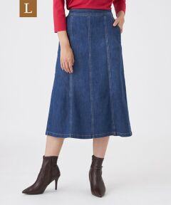 TRANS WORK (大きいサイズ) / トランスワーク (オオキイサイズ) ロング・マキシ丈スカート | 【L】【ウォッシャブル】ストレッチデニムライトスカート