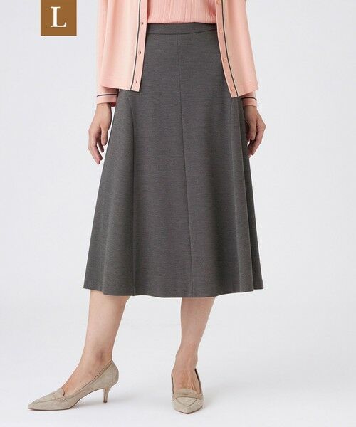 TRANS WORK (大きいサイズ)/トランスワーク (オオキイサイズ) 【L】【美シリーズ・セットアップ対応・ウォッシャブル】プレミアムジャージスカート チャコールグレー 46