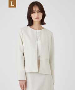 TRANS WORK (大きいサイズ) / トランスワーク (オオキイサイズ) テーラードジャケット | 【L】【ウォッシャブル】ペーパーヤーンファンシージャケット