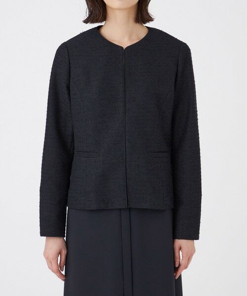 TRANS WORK (大きいサイズ) / トランスワーク (オオキイサイズ) テーラードジャケット | 【L】【ウォッシャブル】ペーパーヤーンファンシージャケット | 詳細3