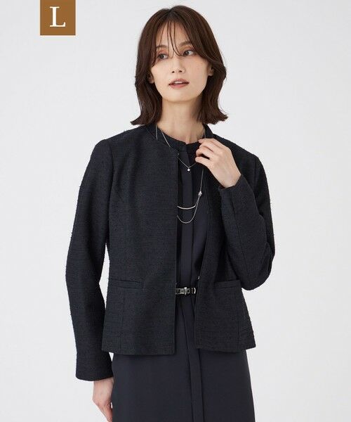 TRANS WORK (大きいサイズ)/トランスワーク (オオキイサイズ) 【L】【ウォッシャブル】ペーパーヤーンファンシージャケット ネイビー 44 TRANS WORK (大きいサイズ)/トランスワーク (オオキイサイズ) 【L】【ウォッシャブル】ペーパーヤーンファンシージャケット ネイビー 44