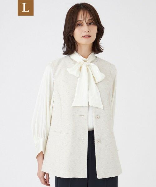 TRANS WORK (大きいサイズ)/トランスワーク (オオキイサイズ) 【L】【ウォッシャブル】ペーパーヤーンファンシージレ ホワイト系その他 44 TRANS WORK (大きいサイズ)/トランスワーク (オオキイサイズ) 【L】【ウォッシャブル】ペーパーヤーンファンシージレ ホワイト系その他 44