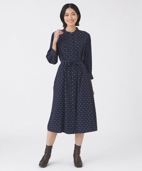 TRANS WORK (大きいサイズ) / トランスワーク (オオキイサイズ) ロング・マキシ丈ワンピース | 【L】【ウォッシャブル】ジオメトリックプリントワンピース | 詳細2