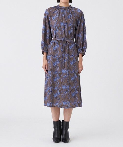 TRANS WORK (大きいサイズ) / トランスワーク (オオキイサイズ) ロング・マキシ丈ワンピース | エッチングフラワープリント | 詳細4