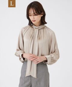 TRANS WORK (大きいサイズ) / トランスワーク (オオキイサイズ) その他トップス | 【L】【ウォッシャブル】プリーツサテンブラウス