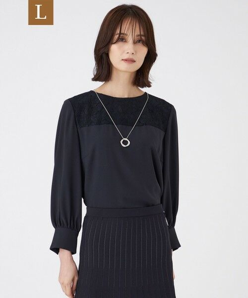 TRANS WORK (大きいサイズ)/トランスワーク (オオキイサイズ) 【L】【ウォッシャブル】プライムジョーゼットブラウス ネイビー 44 TRANS WORK (大きいサイズ)/トランスワーク (オオキイサイズ) 【L】【ウォッシャブル】プライムジョーゼットブラウス ネイビー 44