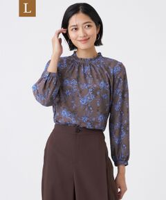 TRANS WORK (大きいサイズ) / トランスワーク (オオキイサイズ) その他トップス | 【L】【ウォッシャブル】エッチングフラワープリントブラウス