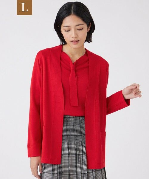 TRANS WORK (大きいサイズ)/トランスワーク (オオキイサイズ) 【L】【ウォッシャブル】エクストラファインウールカーディガン レッド2 46 TRANS WORK (大きいサイズ)/トランスワーク (オオキイサイズ) 【L】【ウォッシャブル】エクストラファインウールカーディガン レッド2 46