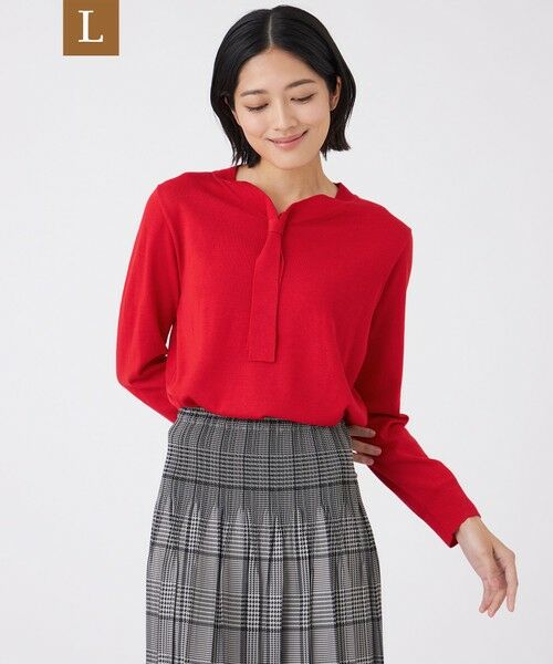 TRANS WORK (大きいサイズ)/トランスワーク (オオキイサイズ) 【L】【ウォッシャブル】エクストラファインウールプルオーバー レッド2 46 TRANS WORK (大きいサイズ)/トランスワーク (オオキイサイズ) 【L】【ウォッシャブル】エクストラファインウールプルオーバー レッド2 46