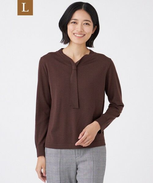 TRANS WORK (大きいサイズ)/トランスワーク (オオキイサイズ) 【L】【ウォッシャブル】エクストラファインウールプルオーバー ブラウン6 44 TRANS WORK (大きいサイズ)/トランスワーク (オオキイサイズ) 【L】【ウォッシャブル】エクストラファインウールプルオーバー ブラウン6 44