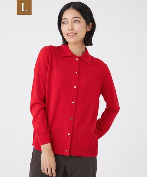 TRANS WORK (大きいサイズ)/トランスワーク (オオキイサイズ) 【L】【ウォッシャブル】エクストラファインウールプルオーバー レッド2 44 TRANS WORK (大きいサイズ)/トランスワーク (オオキイサイズ) 【L】【ウォッシャブル】エクストラファインウールプルオーバー レッド2 44