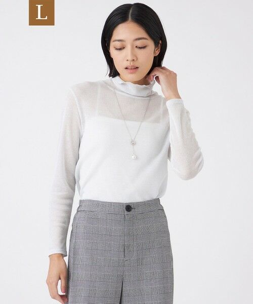 TRANS WORK (大きいサイズ)/トランスワーク (オオキイサイズ) 【L】【ウォッシャブル】強撚ラメテレコカットソー シルバー2 46 TRANS WORK (大きいサイズ)/トランスワーク (オオキイサイズ) 【L】【ウォッシャブル】強撚ラメテレコカットソー シルバー2 46