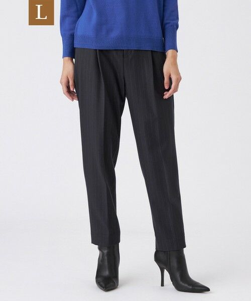 TRANS WORK (大きいサイズ)/トランスワーク (オオキイサイズ) 【L】【ウォッシャブル】チェルソフト2WAYストレッチストライプパンツ ネイビー 44 TRANS WORK (大きいサイズ)/トランスワーク (オオキイサイズ) 【L】【ウォッシャブル】チェルソフト2WAYストレッチストライプパンツ ネイビー 44