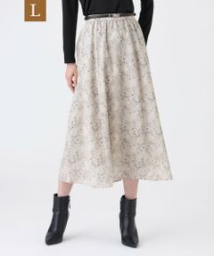 TRANS WORK (大きいサイズ) / トランスワーク (オオキイサイズ) ロング・マキシ丈スカート | 【L】【ウォッシャブル】エッチングフラワープリントスカート