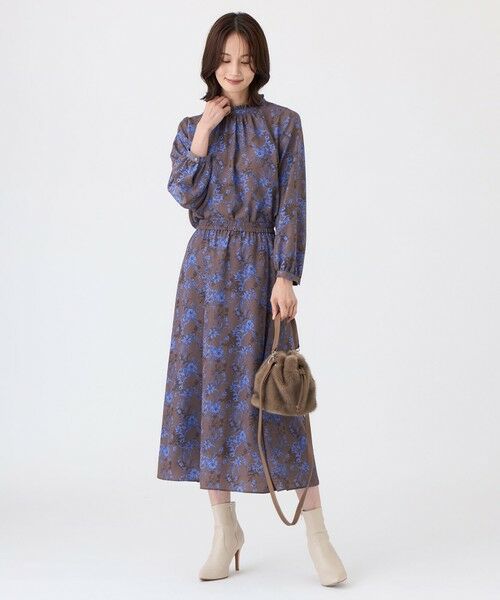 TRANS WORK (大きいサイズ) / トランスワーク (オオキイサイズ) ロング・マキシ丈スカート | 【L】【ウォッシャブル】エッチングフラワープリントスカート | 詳細3