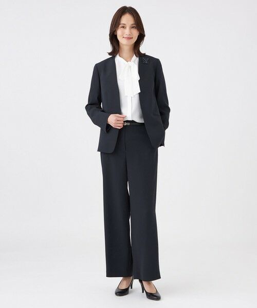 TRANS WORK (大きいサイズ) / トランスワーク (オオキイサイズ) テーラードジャケット | 【L】【美シリーズ・セットアップ対応・ウォッシャブル】バックサテンジョーゼットジャケット | 詳細3