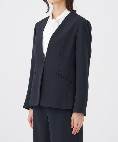 TRANS WORK (大きいサイズ) / トランスワーク (オオキイサイズ) テーラードジャケット | 【L】【美シリーズ・セットアップ対応・ウォッシャブル】バックサテンジョーゼットジャケット | 詳細6