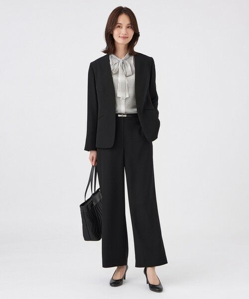 TRANS WORK (大きいサイズ) / トランスワーク (オオキイサイズ) テーラードジャケット | 【L】【美シリーズ・セットアップ対応・ウォッシャブル】バックサテンジョーゼットジャケット | 詳細1