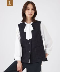 【L】【ウォッシャブル】ミックスツィードジレ