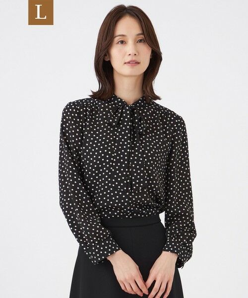TRANS WORK (大きいサイズ) / トランスワーク (オオキイサイズ) その他トップス | 【L】【ウォッシャブル】ノルディスドットブラウス（ブラック）