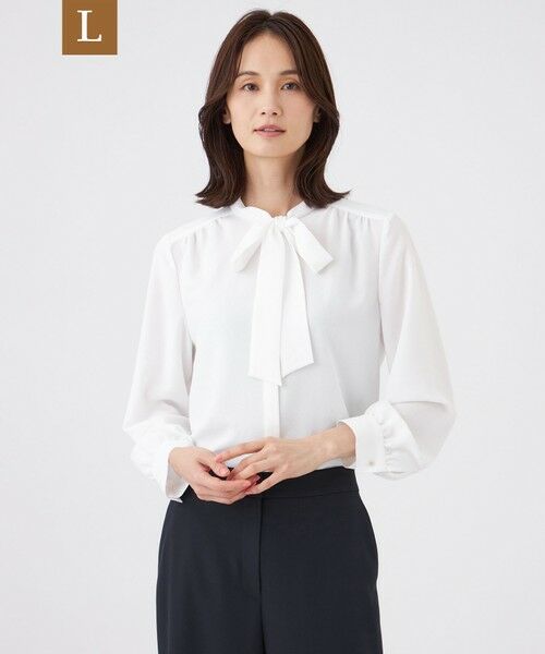 TRANS WORK (大きいサイズ) / トランスワーク (オオキイサイズ) その他トップス | 【L】【ウォッシャブル・UV・防しわ】ストレッチジョーゼットブラウス（オフホワイト）