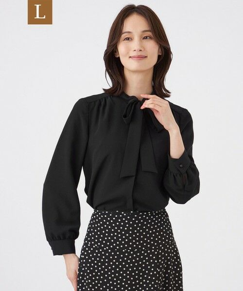 TRANS WORK (大きいサイズ) / トランスワーク (オオキイサイズ) その他トップス | 【L】【ウォッシャブル・UV・防しわ】ストレッチジョーゼットブラウス（ブラック）