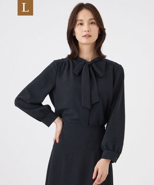 TRANS WORK (大きいサイズ) / トランスワーク (オオキイサイズ) その他トップス | 【L】【ウォッシャブル・UV・防しわ】ストレッチジョーゼットブラウス（ネイビー）