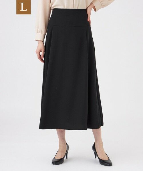TRANS WORK (大きいサイズ) / トランスワーク (オオキイサイズ) ロング・マキシ丈スカート | 【L】【ウォッシャブル・UV・防しわ】ストレッチジョーゼットスカート（ブラック）
