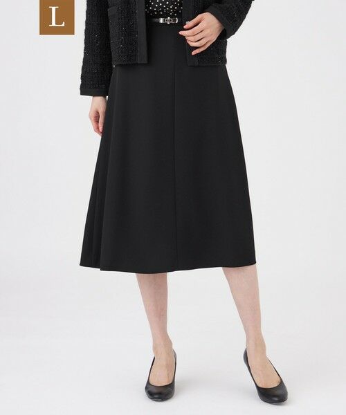 TRANS WORK (大きいサイズ) / トランスワーク (オオキイサイズ) ロング・マキシ丈スカート | 【L】【美シリーズ・セットアップ対応・ウォッシャブル】バックサテンジョーゼットスカート（ブラック）