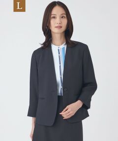 TRANS WORK (大きいサイズ) / トランスワーク (オオキイサイズ) テーラードジャケット | 【L】【UV対策・着用じわ軽減・ウォッシャブル】エアリーコードレーンノーカラージャケット