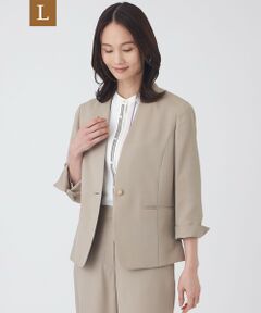 TRANS WORK (大きいサイズ) / トランスワーク (オオキイサイズ) テーラードジャケット | 【L】【UV対策・着用じわ軽減・ウォッシャブル】エアリーコードレーンノーカラージャケット