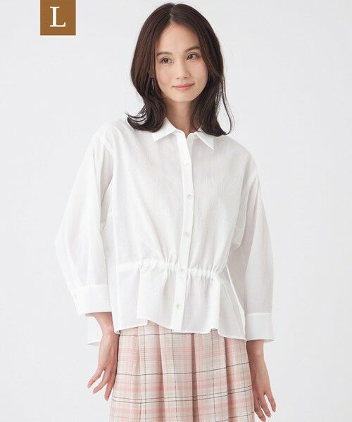 TRANS WORK (大きいサイズ) / トランスワーク (オオキイサイズ) その他トップス | 【L】【接触冷感・ウォッシャブル】スラブクレープブラウス（オフホワイト）