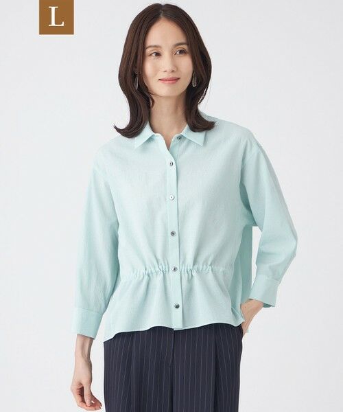 TRANS WORK (大きいサイズ) / トランスワーク (オオキイサイズ) その他トップス | 【L】【接触冷感・ウォッシャブル】スラブクレープブラウス（ブルー）